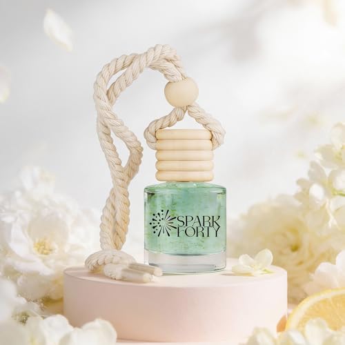 Image of Jasmine Car Perfume Car Air Freshener 30-Day Luxury Hanging Glass Diffuser, Perfume Gift for Men & Women, Rose & Citrus Long-Lasting Scent