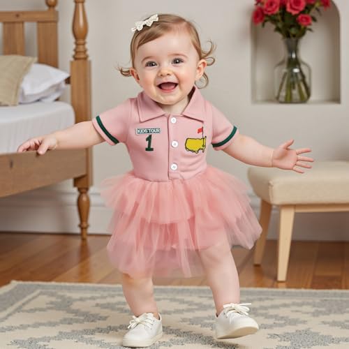 Toddler Baby Girl Golf Outfit Hole in One Birthday Clothing Short Sleeve Polo Shirt Tulle Tutu Dress Party Dress 6M-4T2