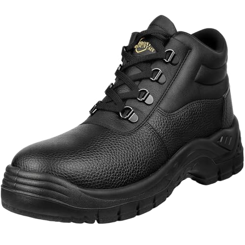 Iron Mountain Botas de Seguridad S3 SRC Unisex – Calzado de Trabajo de Cuero con Puntera de Acero, Antiperforación, Impermeables, Antideslizantes (UK 10 / EU 44)