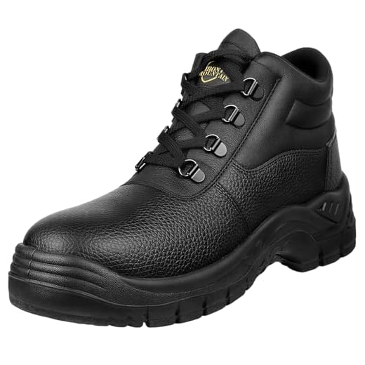 Iron Mountain Unisex-Sicherheitsstiefel aus Leder S3 SRC mit Stahlkappe, Zwischensohlenschutz, wasserdicht, rutschfest, antistatisch, Arbeitsstiefel für Industrie und Bau (UK 10 / EU 44)