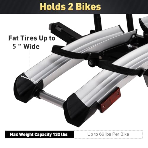 CARSTY E Bike Rack for Car Hitch Bike Rack for Car Hitch, Fat Tire Platform Bike Rack, SUV Car Bike Racks for 2 Bikes up to 66 lbs Each - Thumbnail 3