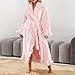 Women's Ultra Soft Ruffle Ankle-Length Fleece Robe Thickened Ruffle Trim Fashion Sleepwear Robes with Side Pockets Pink L