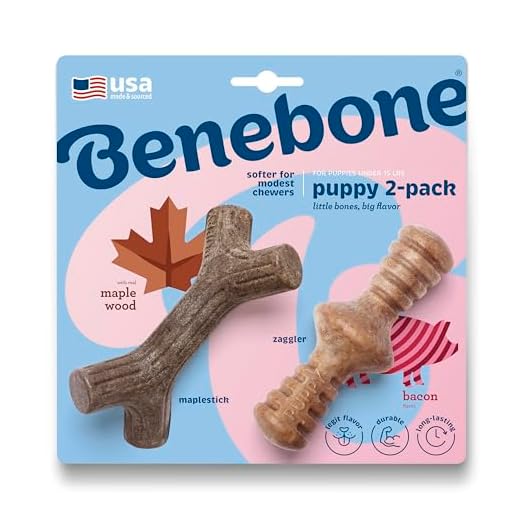 Benebone Puppy 2-Pack Maplestick/Zaggler Dog Chew Toys, Dog Bones, Tiny