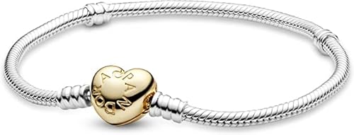 Heart Clasp Snake Chain Pandora Jewelry Moments Charm Bracelet Silver For Women 19 Cm #TOP6