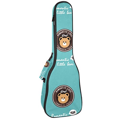 Housse de ukulélé ténor étanche cyan foncé motif ours, le cadeau idéal pour les musiciens