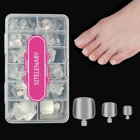 SITELENABY Toe Nail Tips,240Pcs Short Square False Soft Gel Full Cover Fake Toe Nails Matte Toe Nails 12 Sizes， False Toe nails Gel X Toe Nail Tips For Nail Extension Home DIY Nail Salon Cover