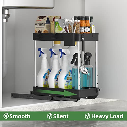 Aosite 2 Pack Bathroom Under Sink Organizers And Storage, Sliding Under Cabinet Organizer Pull Out Kitchen Cabinet Basket Organizer Adjustable Under Sink Storage Organization For Bathroom #TOP2