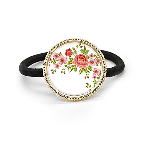 Lazo de pelo de plata con flores rojas y goma elástica para peinados infantiles