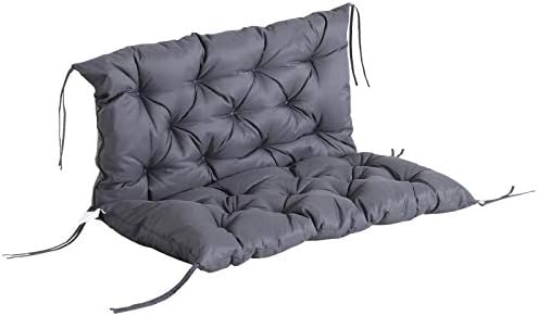 Outsunny Outdoor Garden Patio Bench Swing Chair Replacement Seat Pad Cushions Backrest (100 x 98 cm, 2 Seater)