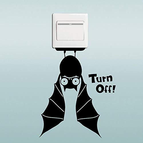 Creative Bat Switch Autocollant Cartoon Animaux Halloween Décoration Vinyle Stickers Muraux Pour Enfants Chambres Chambre Décor À La Maison, Noir, 13.9x25.2cm Cover