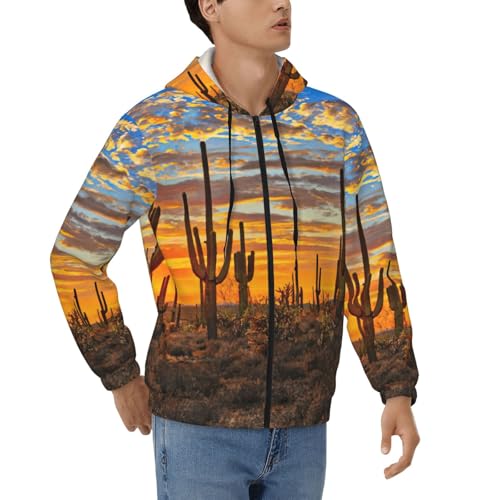 Veste Cactus Sunset homme en polyester doux sweat épais zippé aux finitions soignées