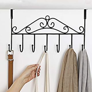 Over Door Hanger with 7 Hooks,Metal Over the Door Towel Hook,Decorative Overdoor Organizers