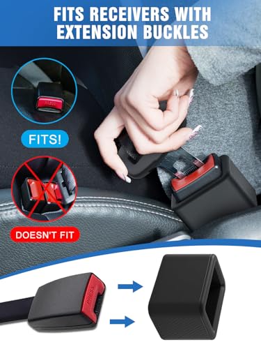 Image of 2 PCS Seat Belt Buckle Holder, Silicone Seatbelt Buckle Booster to Makes Receptacle Stand Upright for Easy Access (Black)