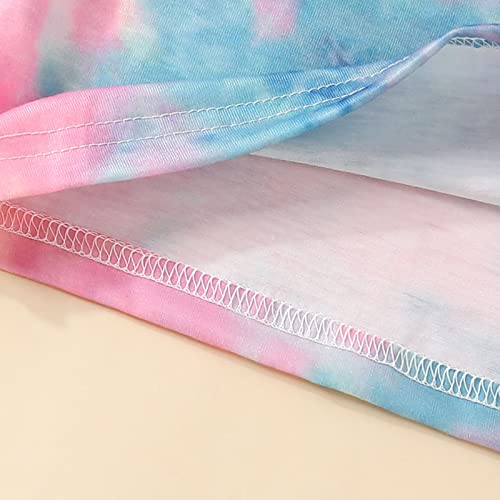 Camiseta fashion tie dye para crianças, verão, manga curta, estampa de letras, gola redonda, camiset