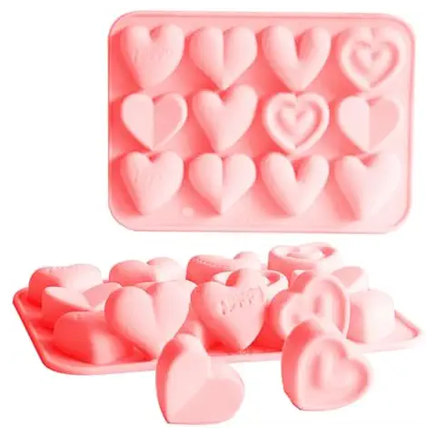 Ciyliwiyi 2 Pack Heart Shape Silicone Chocolate Molds Cover
