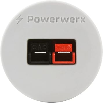 لوحة PowerwerxPole1-White ، لوحة جبل الإسكان لموصل واحد من Anderson Powerpole مع غطاء محكم الطقس باللون الأبيض