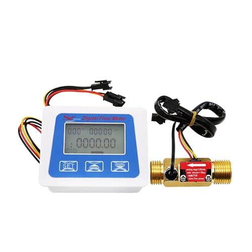 Wasserdurchflussmesser, Digital LCD Display Water Flow Sensor Meter Flowmeter Totameter Temperature Time Record With G1/2 3/4 1 Inch Flow Sensor für Wasser, Diesel und andere Flüssigkeiten(0.5 inch)