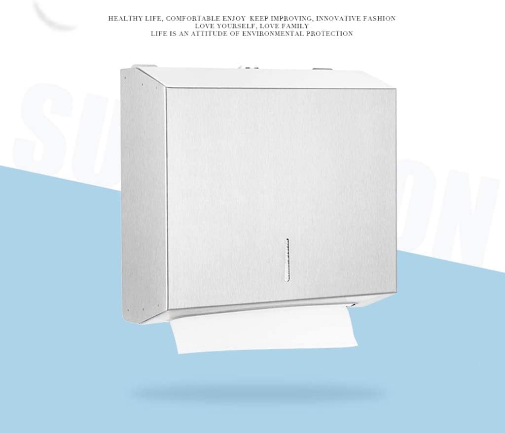 BKEKM Dispenser Salviette Dispenser di Asciugamani di Carta Commerciale Dispenser di Asciugamani da Parete in Acciaio Inossidabile Porta Asciugamani di Carta da Bagno Impermeabili Moda