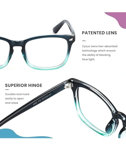 Image of Blue Light Blocking Computer Glasses for Men & Women, Square TR90 Lightweight Eyeglasses Frame, Anti Eye Strain UV Protection, Clear Lens for Gaming Office Reading