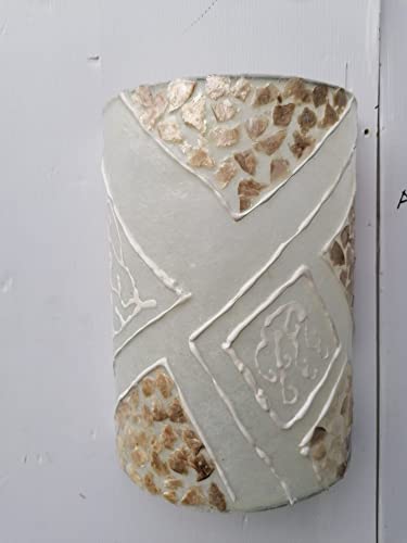 Marblechic - Applique in resina e madreperla bianca cm 22x12x30 etnico luce da muro moderno 3