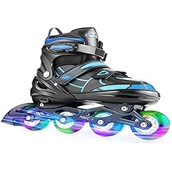 Ruedas Patines En Linea Baratas Hikole Patines en Línea para Niñas y Niños Patines 4 Ruedas Ajustable con Luz Tamaño 30-41 per Niños y Adulto(S,30-33)