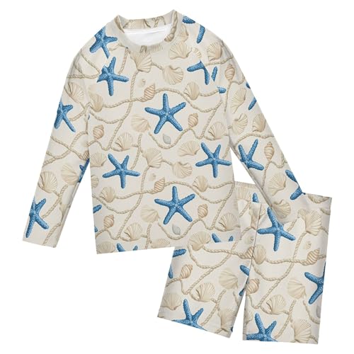 Blue Starfish Shell Baby Boys' Toddler Long Sleeved Rashguard Swim Bathing Suit Set B0404879