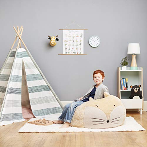 Big Joe Lux Wild Bunch Fox, Super Soft Plush Bean Bag, Cream/White - Thumbnail 4