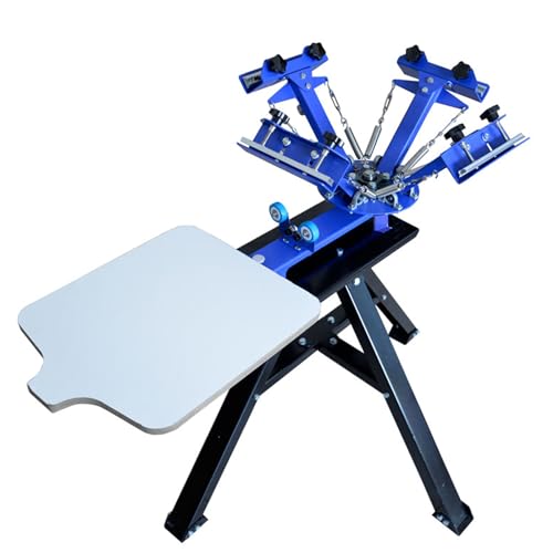 HayWHNKN 4 Color 1 Station Silk Screen Printing Machine 360°Rotable Screen Printing Press Machine Micro-Registration Function Screen Printer Machine with Stand