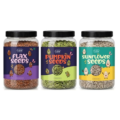 Image of LILA DRY FRUITS Seeds Combo Pack Pumpkin Sunflower Flax Seed 100 g x 3 | Raw Mixed Seeds Pack for Daily Nutrition, Healthy Snacking, Smoothies, Salads & Breakfast Toppings Perfect for Gifting