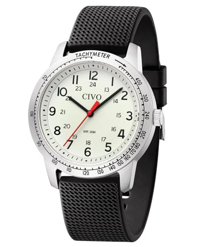 CIVO Armbanduhr Herren Militär Herrenuhr: 12/24 Stunden Analog Silikon Uhren für Männer Weiß - Sport Wasserdicht Quarz Herren Uhr