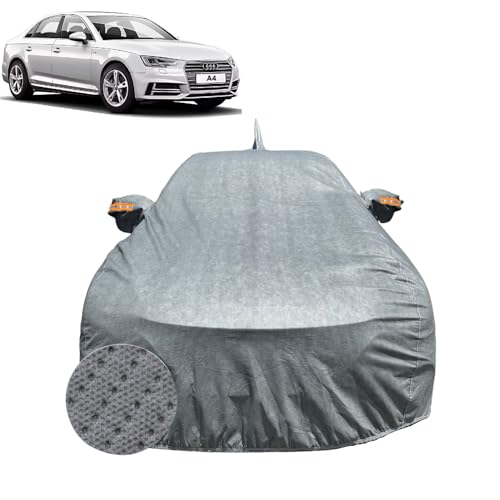 Image of Car Cover for Audi A4 (2015-2020) | 100% Waterproof Cover with Reflective Mirror Pockets | Dustproof, Scratchproof, Heatproof Audi A4 Car Cover |Soft Cotton Lining| Grey