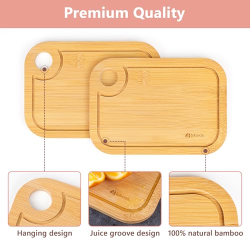 Set de 2 tablas de cortar pequeñas de bambú miniatura 4