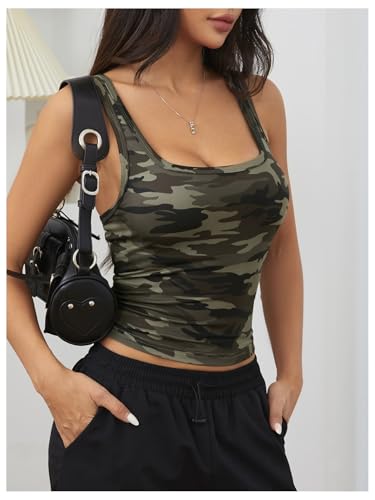 SOLY HUX Women's Square Neck Tank Top Sleeveless Slim Fit Shirts Camo Vest Tops3