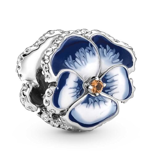 Pandora Blue Pansy Flower Charm
