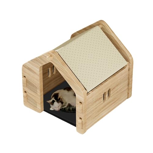 XVVX無垢材のペットハウス、木製犬小屋、犬小屋、犬舎 、猫小屋、猫ハウス、ハウス ペットハウス、オールシーズン対応、半密閉型デザイン、、広いスペース、換気、犬小屋、猫小屋、小型・中型犬・猫組み立て簡単、室内使用に最適 、オールシーズン対応、 (四方板張り