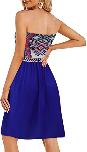 Image of Zyyfly Tube Top Dress Women Summer Beach Coverup Stretch Smocked Strapless Dress