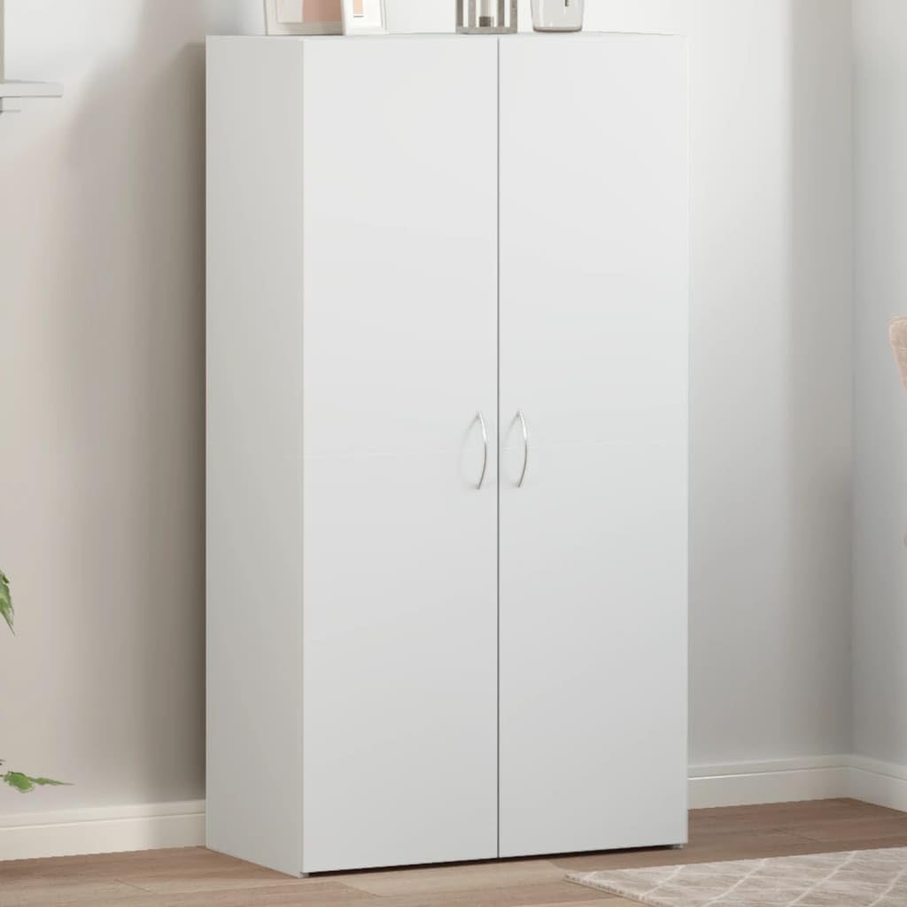 Mangloder - Armadietto in legno bianco, 60 x 32 x 115 cm, armadietto da ufficio per archivio, archiviazione, cartelle, documenti e cartelle sospese, 2 ante per casa e studio