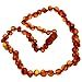 SilverAmber Jewellery - Collier d'ambre de la Baltique - Cognac - Brut - Perles d'ambre 100% authentiques - Qualité supérieure - Taille : 33 cm - NRAWCOG33