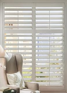 SHUTTERS-Plantation- Interior Window Covering - Durable Poly-Custom Made to FIT- DIY Install - Made in USA-Never Needs Painting -25 Year Warranty-Traditional Front TILT Rod