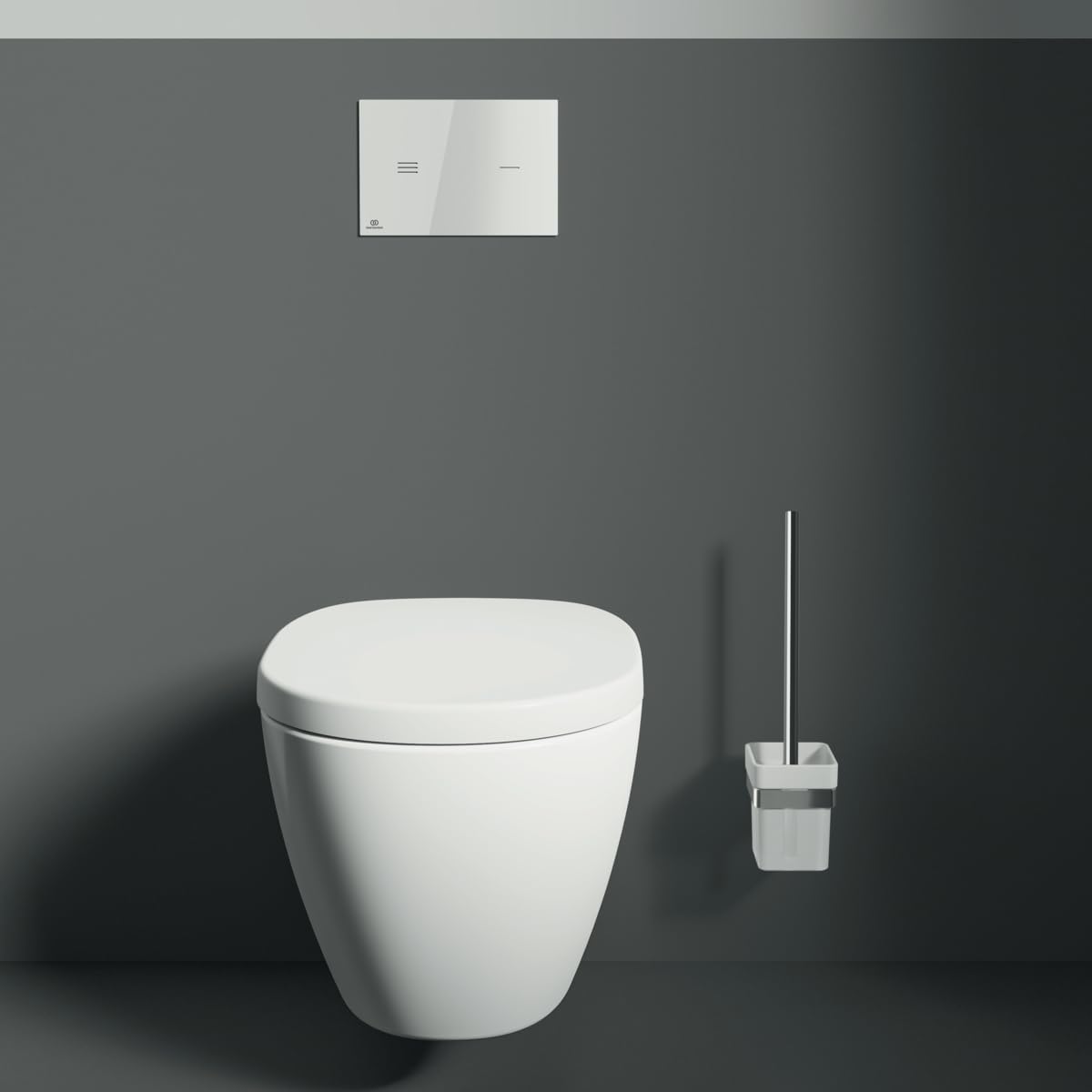 Ideal Standard – IOM Square Set de Accesorios, Compuesto por Portarrollos de Papel y Juego de cepillos, Cristal extraíble, Fijación Oculta y fácil Montaje, Soporte de Metal, Cromo