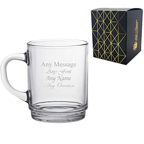 Personalised Engraved 260ml Glass Tea and Coffee Mug with Gift Box