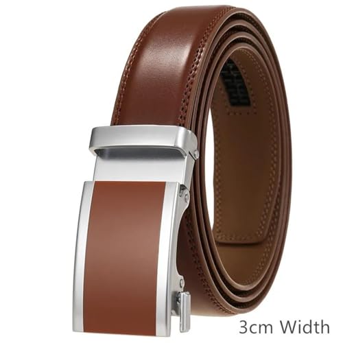 Men’s Genuine Leather Belt Handmade Full Grain Strap Automatic Buckle Dress Belt for Formal Suit Wear2
