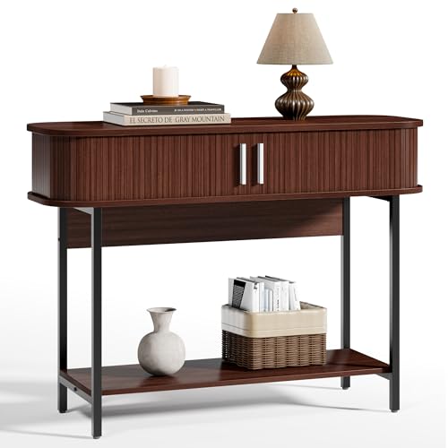 ECOTINY Small Mid-Century Modern Console Table, Japandi Entryway Furniture for