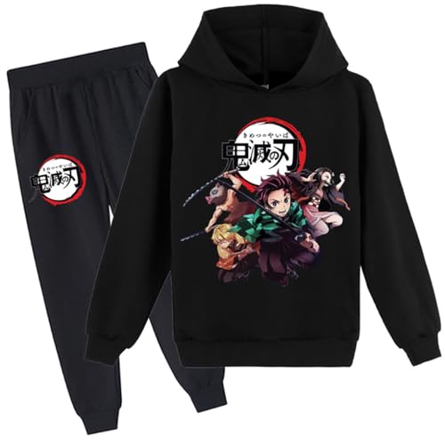 D.O.T Boys Girls Anime Slayer Tracksuit Pullover Hoodie Jogging Pants Set 2 Pieces Sweatshirt for Kids 2-15Years