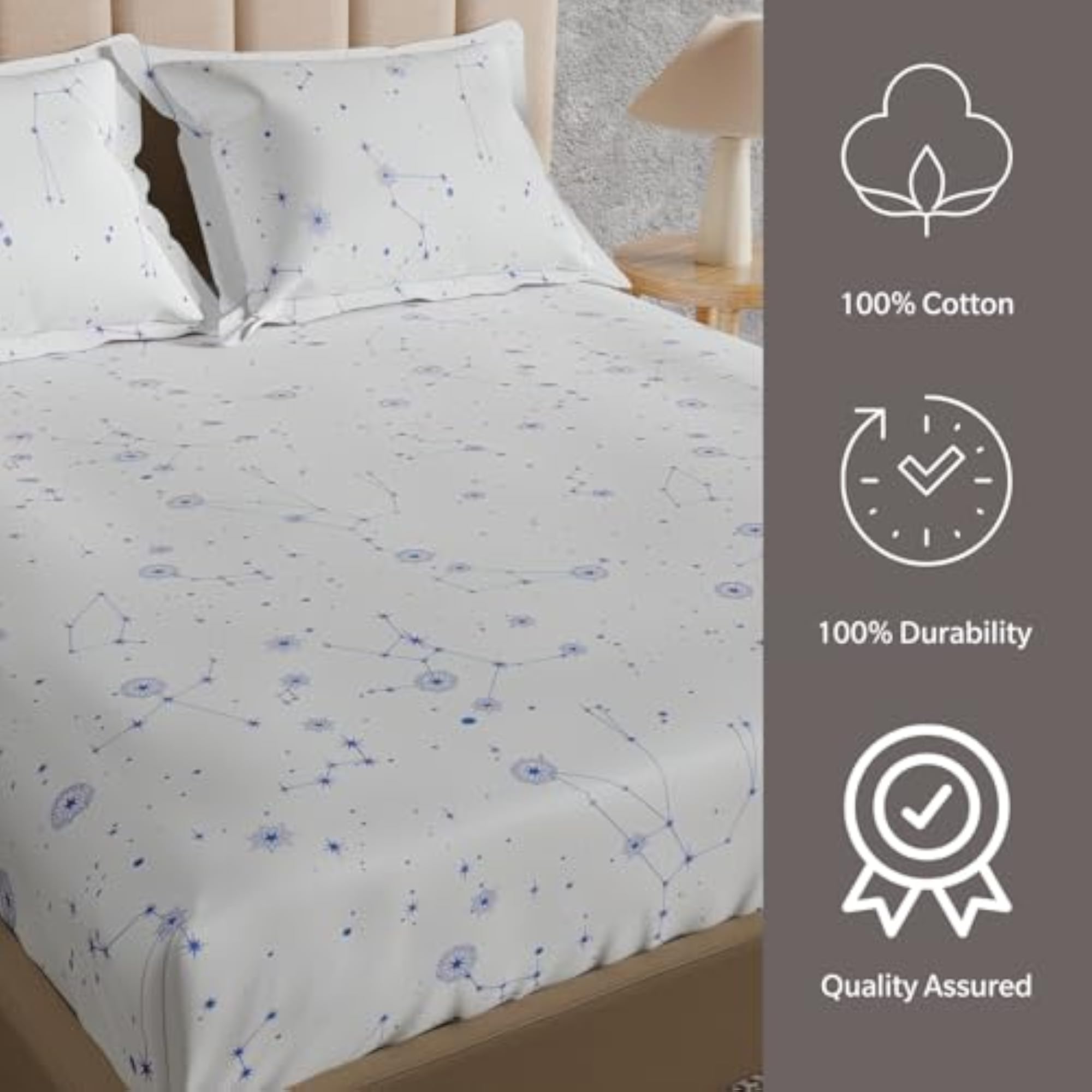 100% Cotton 180 TC Bedsheet, Double Size