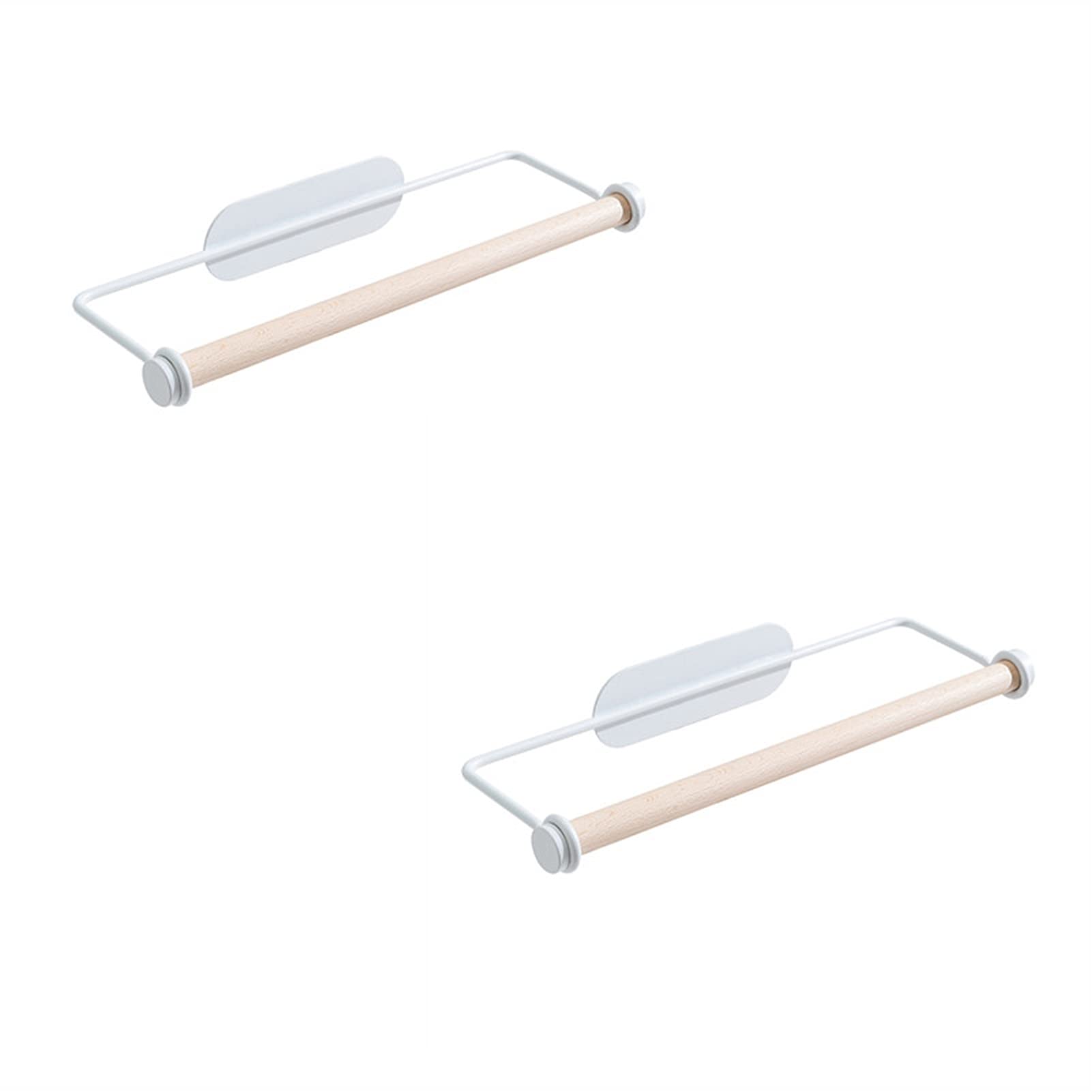 Hanging Paper Towel Holder Wrought Iron Roll Rack Plastic Wrap Storage Suitable for Home Kitchen Bathroom(B)