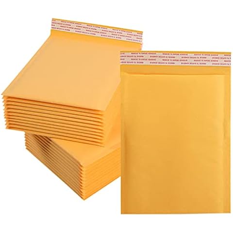 HZSOOCH 50Pcs A5 Padded Envelopes 150 x 210mm Small Kraft Bubble Mailers Self-Seal Postal Wrap Envelope for Mailing or Packaging (Yellow) Cover