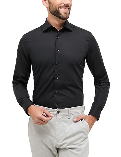 Shirt Slim FIT ETERNA Noir 44 manche longue pour homme élégant