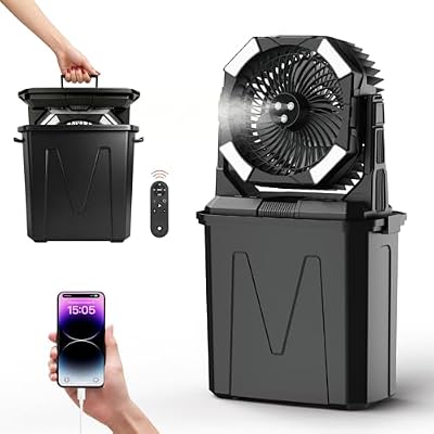 BONITAIRE 20000mAh Portable Misting Fan with 10L Large Water Bucket, 3-Speed Outdoor Floor Fan with Mist, USB Rechargeable Battery Powered Misting System for Patios, Camping, Beach, Golf and Picnic