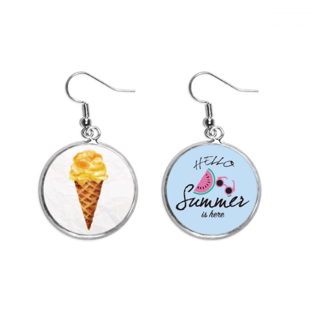Pendientes de sandía y helado dulce amarillo estilo acuarela para verano 5